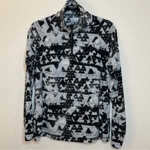 Columbia Grey Black Aztec Print Fleece Quarter Zip Pullover L